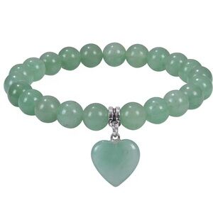 Green Aventurine Bracelet with Heart Charm